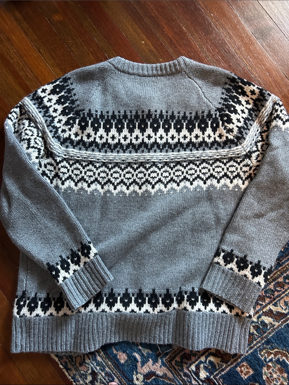 J. Crew Cashmere relaxed Fair Isle cardigan sweater Sz M - Picture 5 of 7